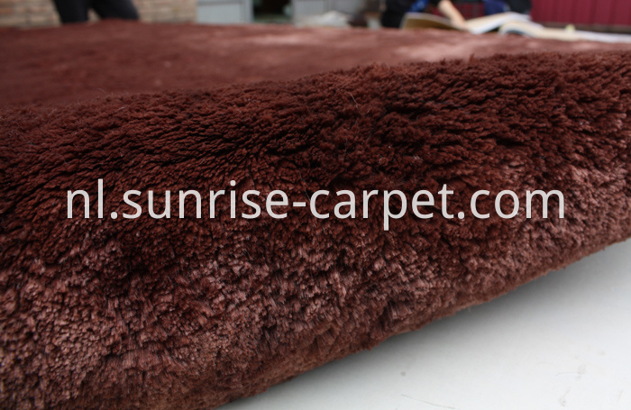 Velvet Polyester Shaggy Rug Brown color